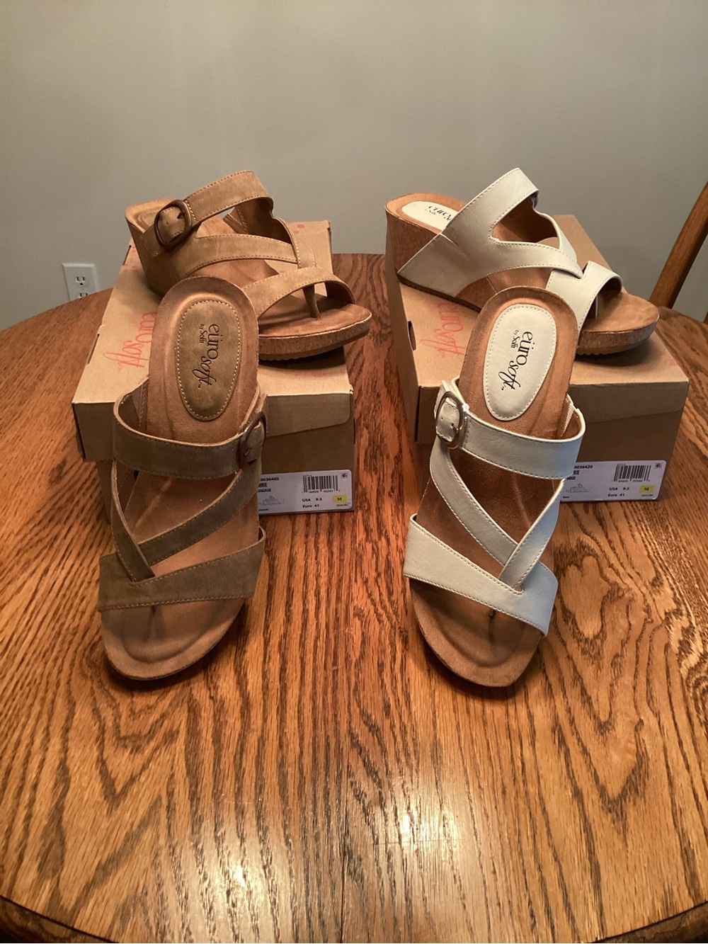 EuroSoft”Emrie” Women's Strappy Cork wrapped Wedge Sandals Size 9.5